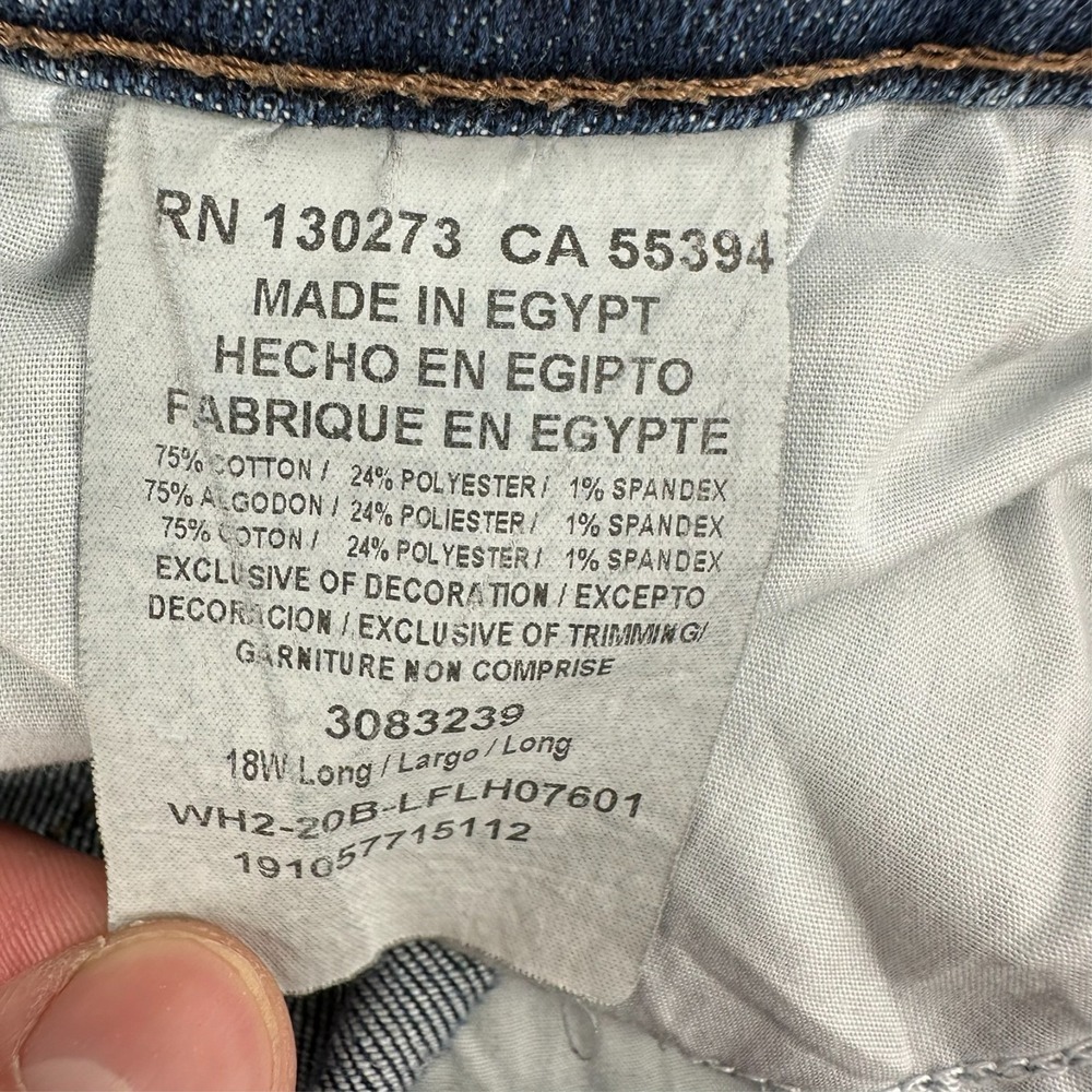 Lee Jeans Womens 18W Long Blue Denim Relaxed Fit Straight Leg Mid Rise Stretch - Picture 6 of 10